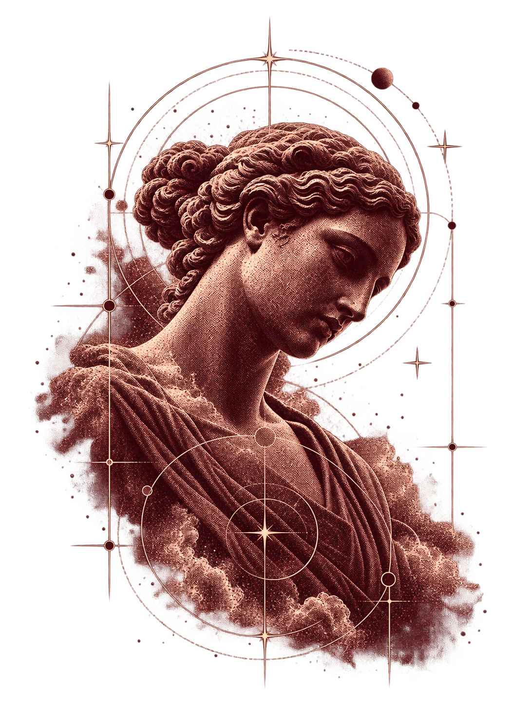 Classical figure surrounded by celestial markings