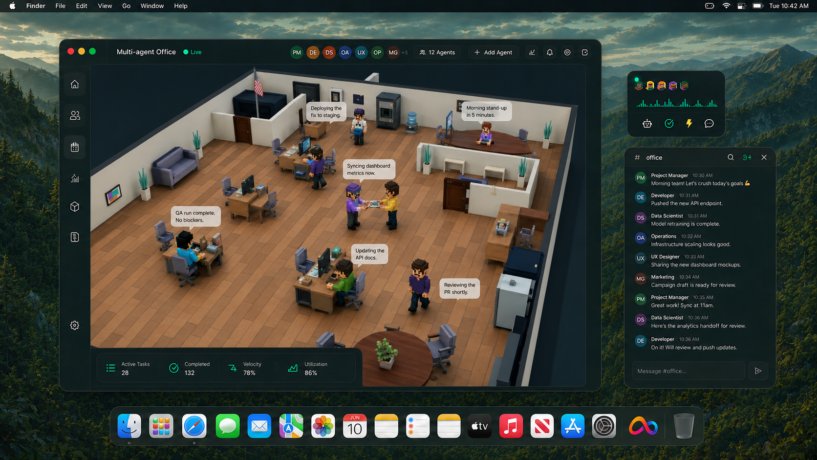 Sandora multi agent office showing collaborating roles