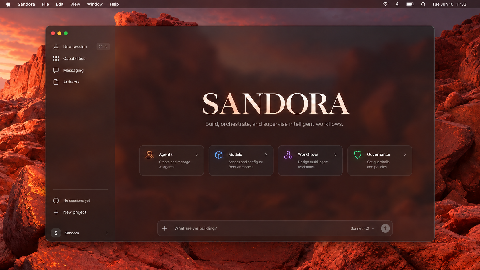 Sandora Agent Monet main workspace
